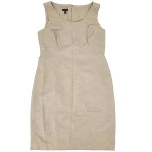 Talbots Dress Beige Floral Damask Jaquard Sleeveless Sheath Classic Size 10
